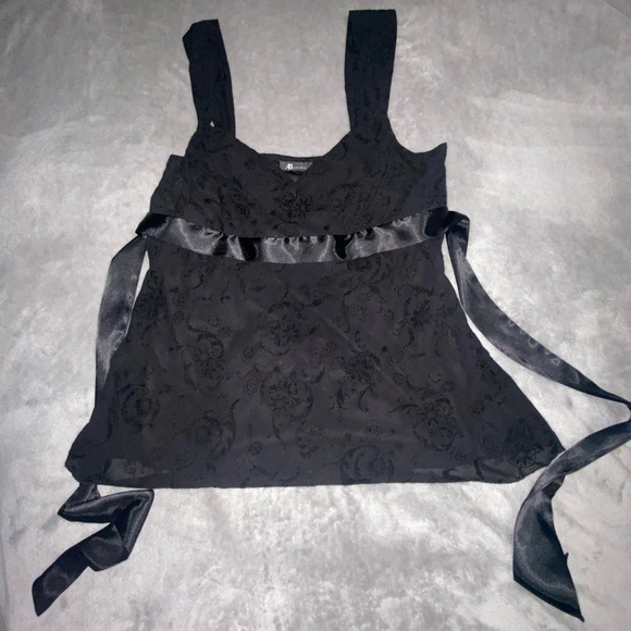AB Studio Tops - Gothic Babydoll Ribbon Tie-waist Top